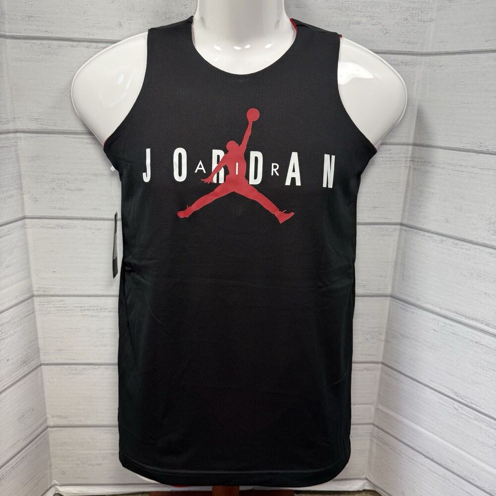 Air Jordan Boys' Size Large Reversible Basketball Jersey Mesh Gym Red Black